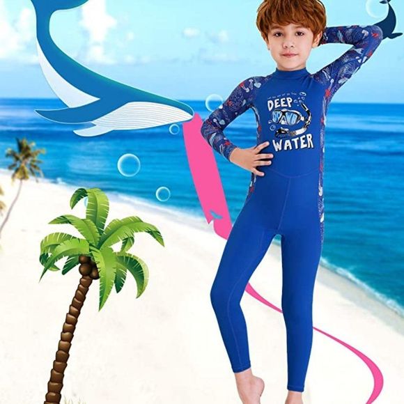DIVE & SAIL Kids One Piece Long/Short Sleeve Swimsuit Sun Protection Sunsuit - Picture 3 of 9